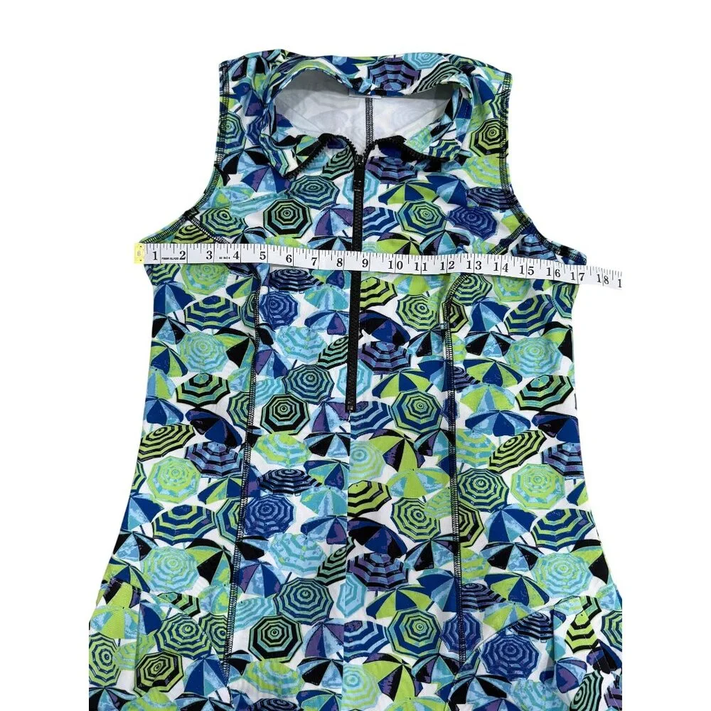 Kevan Hall Sport  Womens Size L Dress Sleeveless 1/2 Zip Golf Blue Green Floral - Picture 6 of 8